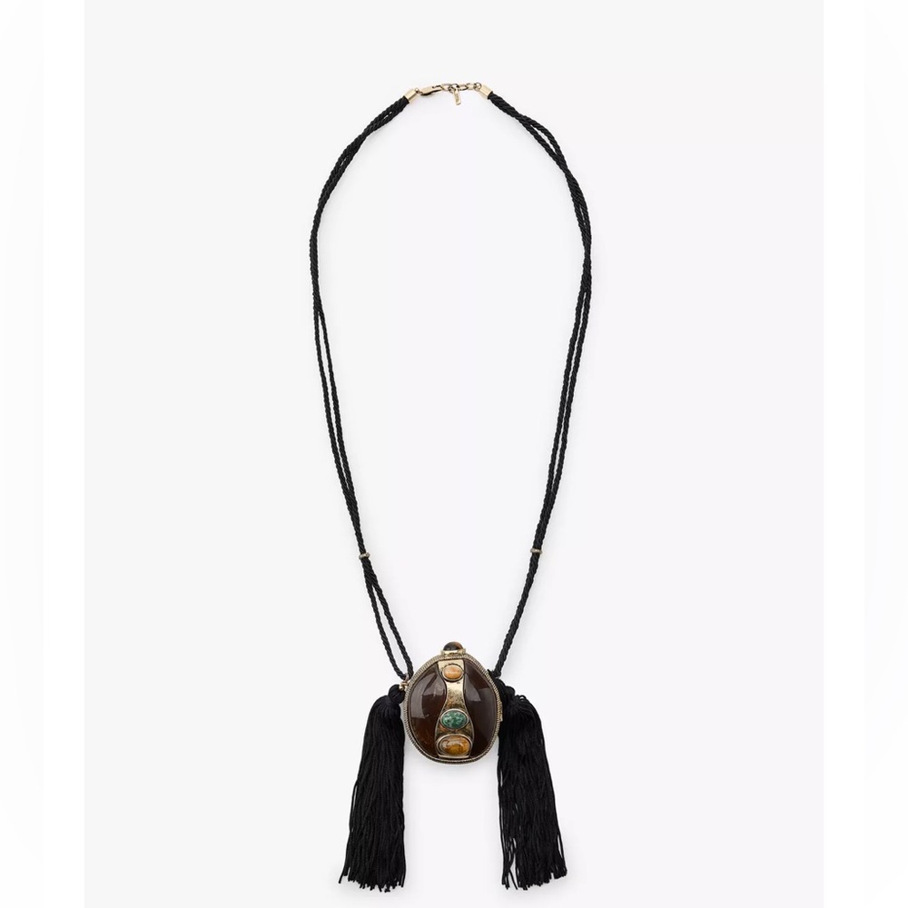 NWT- Zara CORD AND STONE BOX NECKLACE